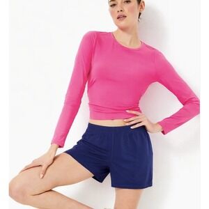 Lilly Pulitzer Luxletic Celestia Dress up Athletic Shorts 4.5" Large Navy EUC